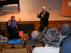 Congressman John Larson addresses the crowd at Northwest Community College in Winsted, CT. 