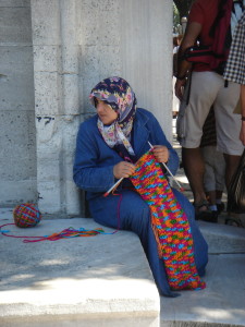 Knitting in Istanbul. Sept. 2005.